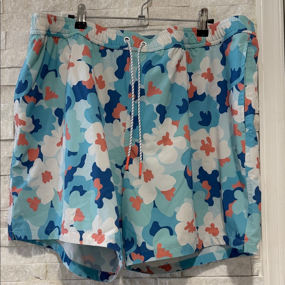 Set of two Bonobos Blue Tropical Print and Multicolor Tropical Print Swim Trunks